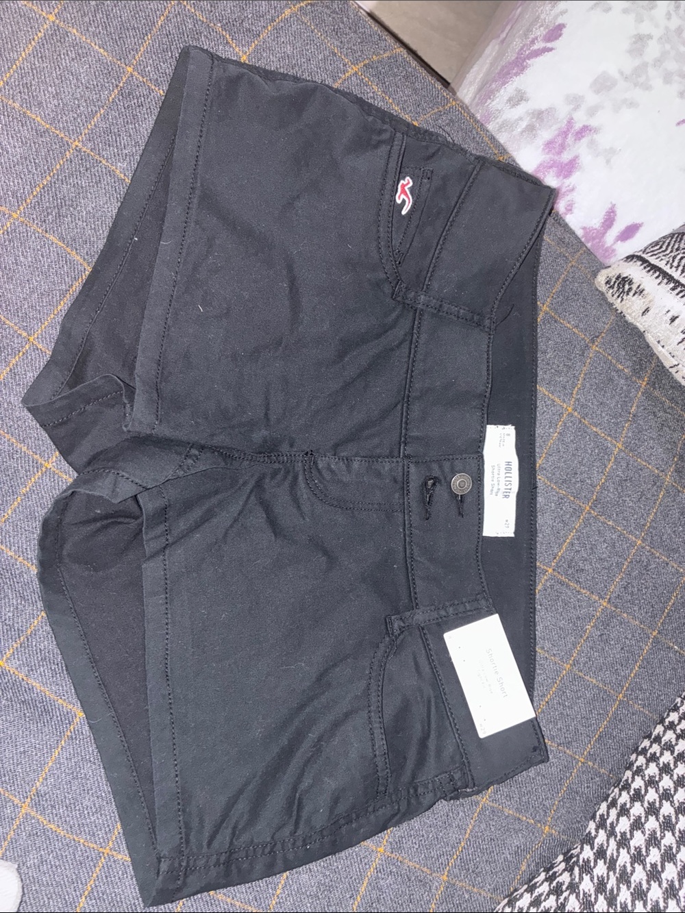 Hollister Black Low-Rise Shorts with Pink Logo Accent